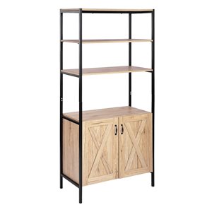 FurnitureR Bebou 70.9-in H x 31.5-in W Natural Oak Wood and Metal Sideboard