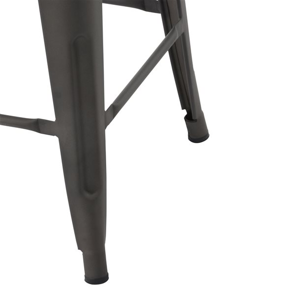 Homy Casa Zolnes Dark Grey Metal and Wood Counter Height (22-in to 26-in) Bar Stools - 4-Pack