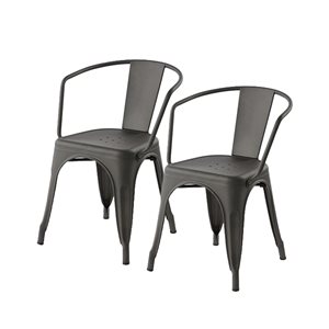 Homycasa Mosan Gunmetal Grey Contemporary Dining Chairs - Set of 2