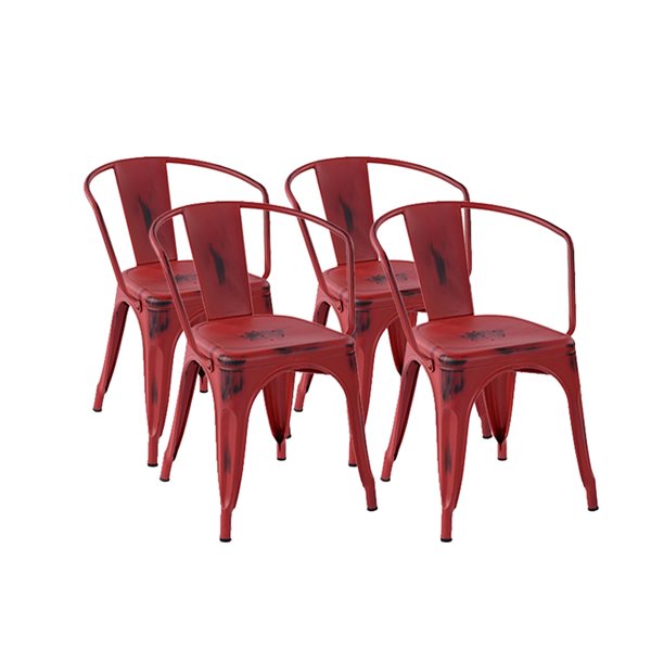 red metal chairs set of 4