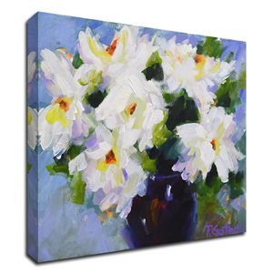 Tangletown Fine Art "White Peony Bouquet" by Pamela Gatens Frameless 14-in H x 14-in W Canvas Print