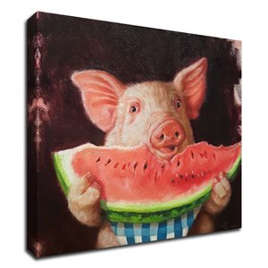 Impression sur toile Tangletown Fine Art « Pig Out » par Lucia Heffernan sans cadre de 24 po h. x 24 po l.