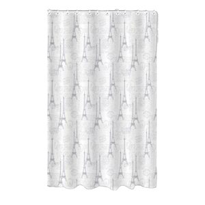 IH Casa Decor 71-in x 71-in Paris Polyester Shower Curtain with Hooks and Bath Mat