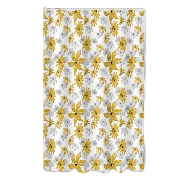 IH Casa Decor 71-in x 71-in Honey Mustard Polyester Shower Curtain with Hooks and Bath Mat