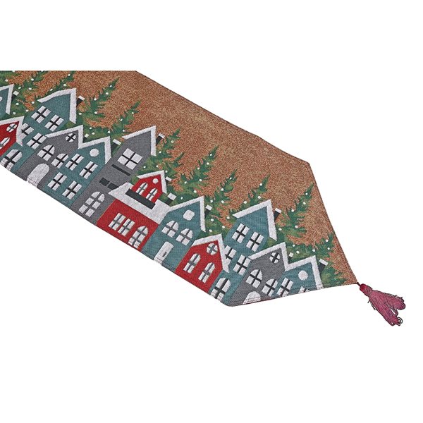 IH Casa Decor 36-in x 13-in Winter Village Tapestry Table Runner - Set of 2