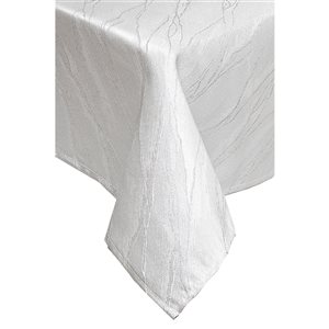 IH Casa Decor 72-in x 54-in White Marble Metallic Yarn Tablecloth