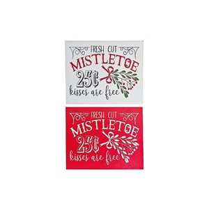 IH Casa Decor Assorted "Mistletoe" MDF Christmas Wall Signs - Set of 2