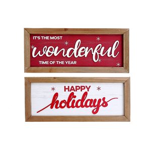 IH Casa Decor Assorted Framed Wooden Christmas Wall Signs (English) - Set of 2