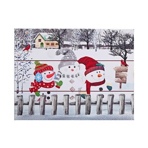 Tableau de Noël IH Casa Decor en bois avec famille de bonhommes de neige