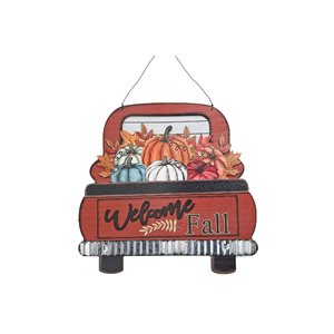 IH Casa Decor 11-in H "Welcome Fall" Truck with Pumpkins Wooden Wall Decor