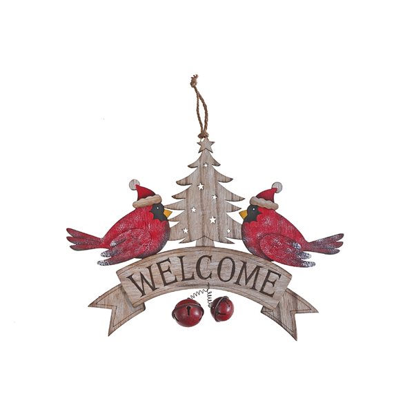 iH casadécor "Welcome" Double Cardinal Christmas Wall Sign