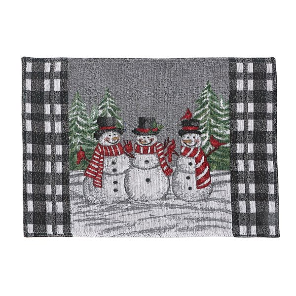 iH casadécor Three Snowmen 13-in x 18-in Tapestry Placemats - Set of 12