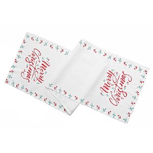 IH Casa Decor 55-in x 16-in "Merry Christmas" Holly Berries Border Polyester Table Runner