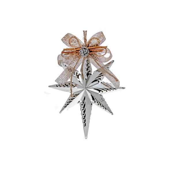 Metal 2D Star Ornament Silver 2D 12.7-in x 2-in x 15.55-in 6/pk