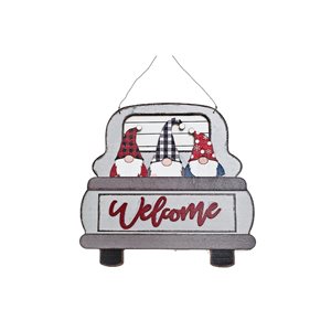 IH Casa Decor "Welcome" Truck with Gnomes MDF Christmas Wall Sign