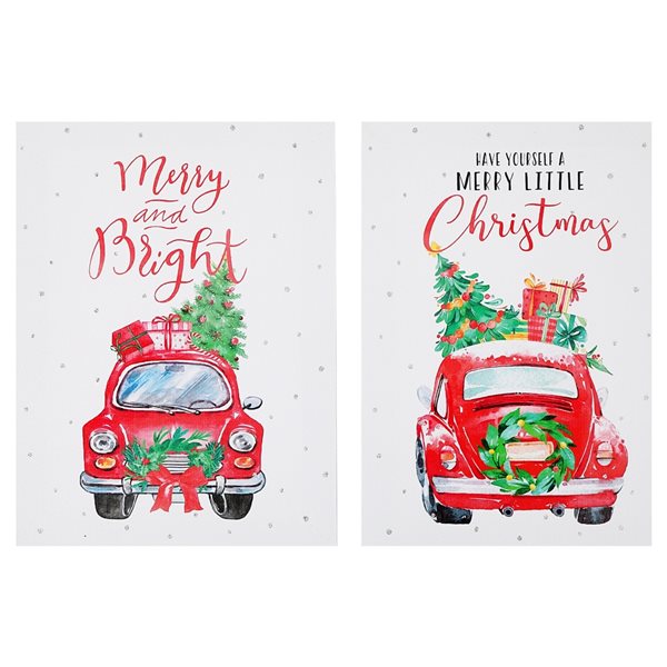 Ih Casa Decor | Assorted Red Truck With Gifts Christmas Canvas Wall Art - Set Of 2 | Rona