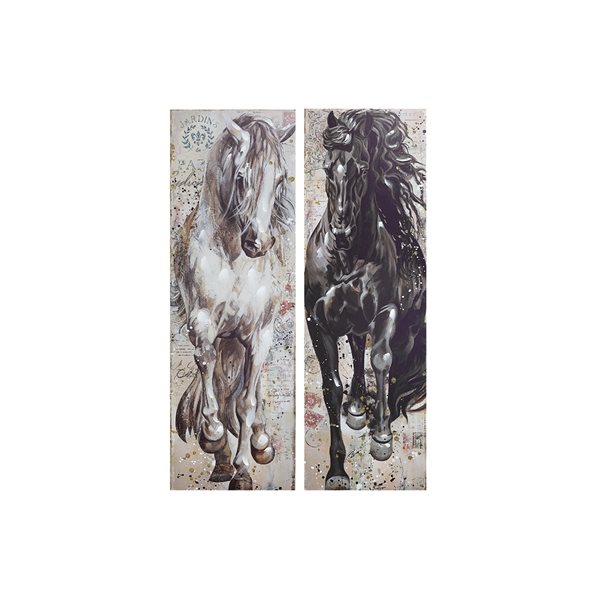 Impressions sur toile « Cheval Effronté » iH casadécor de 15.75 po l. x 47.25 po h., 2 pièces