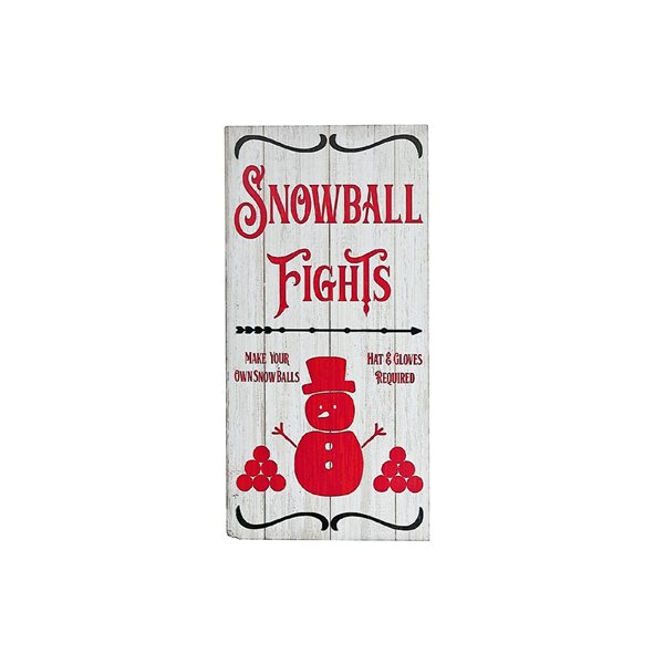 iH casadécor Assorted "Snowball Fights" MDF Christmas Wall Signs - Set of 2