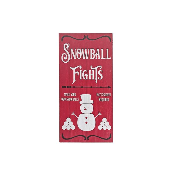 iH casadécor Assorted "Snowball Fights" MDF Christmas Wall Signs - Set of 2