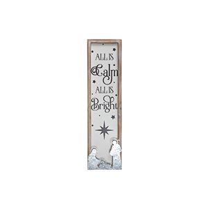 IH Casa Decor "All is Calm All is Bright" Framed Wood and Metal Christmas Wall Sign