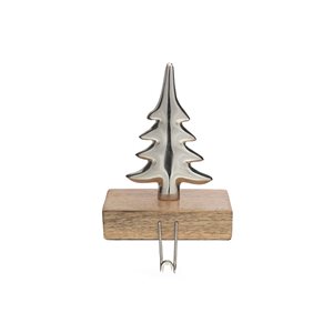IH Casa Decor Metal Christmas Tree Stocking Hanger with Mango Wood Base