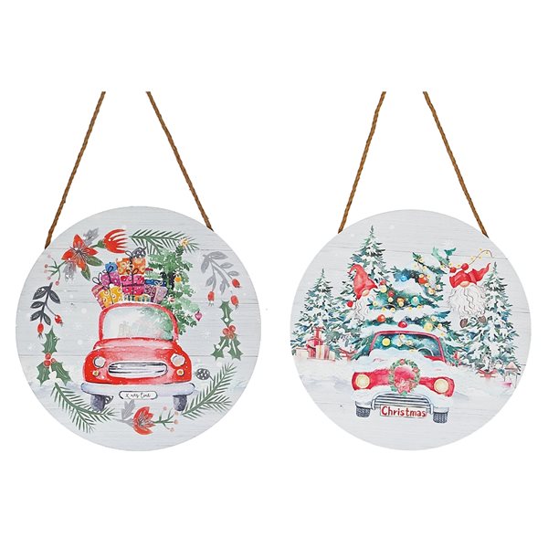 Ih Casa Decor | Assorted Red Truck MDF Christmas Wall Signs - Set Of 2 | Rona