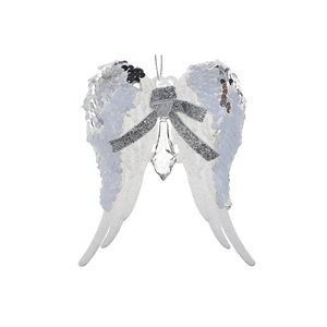 Ornements en forme d'ailes d'ange IH Casa Decor en plastique blanc, ensemble de 12