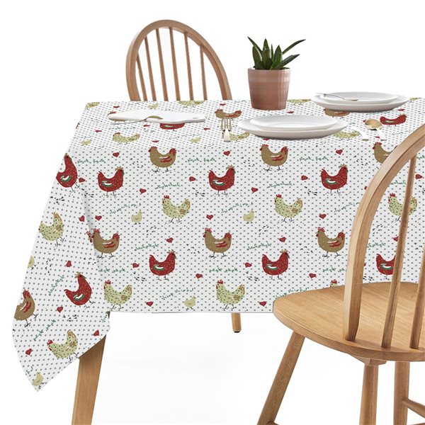 iH casadécor 60-in x 60-in Farmhouse Chicken Cotton Tablecloth