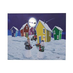 Tableau de Noël sur toile IH Casa Decor à DEL de 28 po x 20 po « Snowmers »
