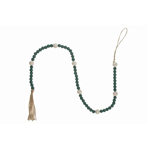 iH casadécor Green Wooden Bead Garland