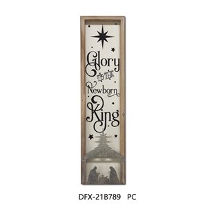 IH Casa Decor "Glory to the Newborn King" Framed Wood and Metal Christmas Wall Sign