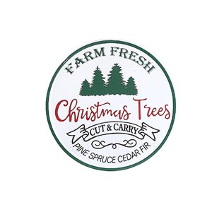 IH Casa Decor "Farm Fresh Christmas Trees" Round Metal Christmas Wall Sign