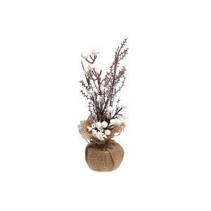 IH Casa Decor 12.5-in H Brown Frosted Berry Twig Tree in Burlap Pot Tabletop Decoration - Set of 2