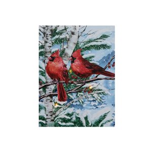 IH Casa Decor 12-in x 16-in LED Two Cardinals Christmas Canvas Wall Art