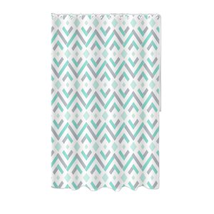 IH Casa Decor 71-in x 71-in Geo Diamond Polyester Shower Curtain with Hooks and Bath Mat