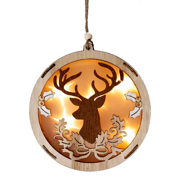 iH casadécor LED Brown Wooden Ornaments - Set of 6