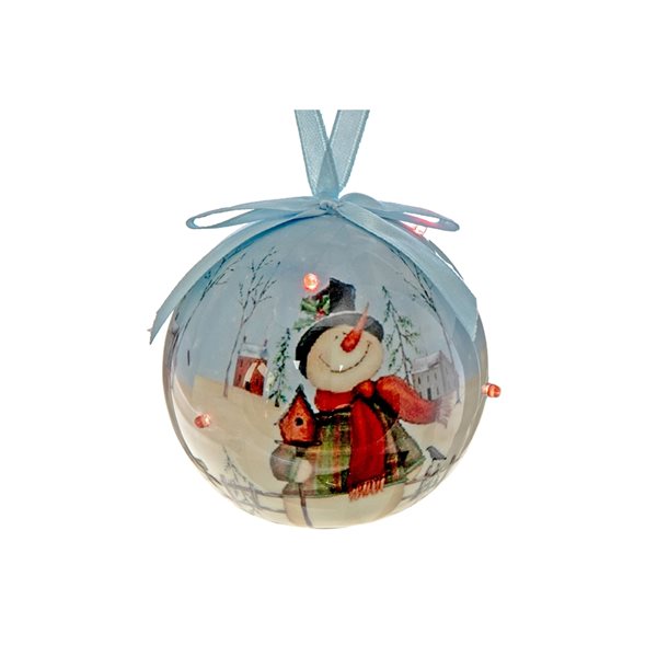 iH casadécor LED Blue Foam Ornaments with Snowman and Birdhouse - Set of 12