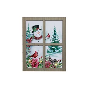 Tableau de Noël sur toile IH Casa Decor à DEL avec bonhomme de neige et cardinal