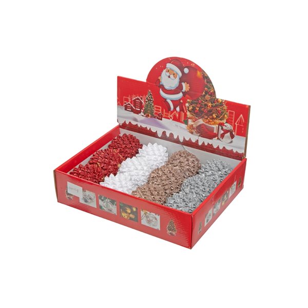 iH casadécor Assorted Glitter Ribbon Ornaments - Set of 12