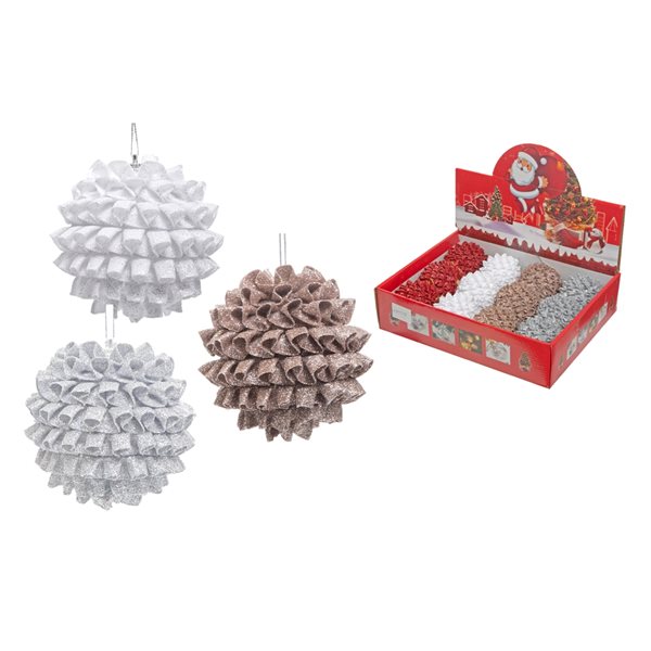 iH casadécor Assorted Glitter Ribbon Ornaments - Set of 12