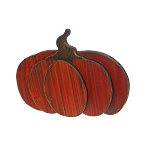 IH Casa Decor 8.3-in H Orange Pumpkin Wooden Tabletop Decor