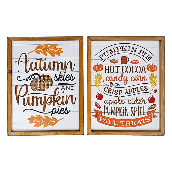 iH casadécor 15.75-in H Framed Assorted Fall Wooden Wall Decor - Set of 2