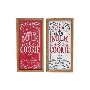 IH Casa Decor Assorted "Milk & Cookie" MDF Christmas Wall Signs - Set of 2