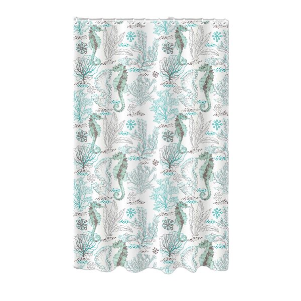 IH Casa Decor 71-in x 71-in Seahorse Polyester Shower Curtain with Hooks