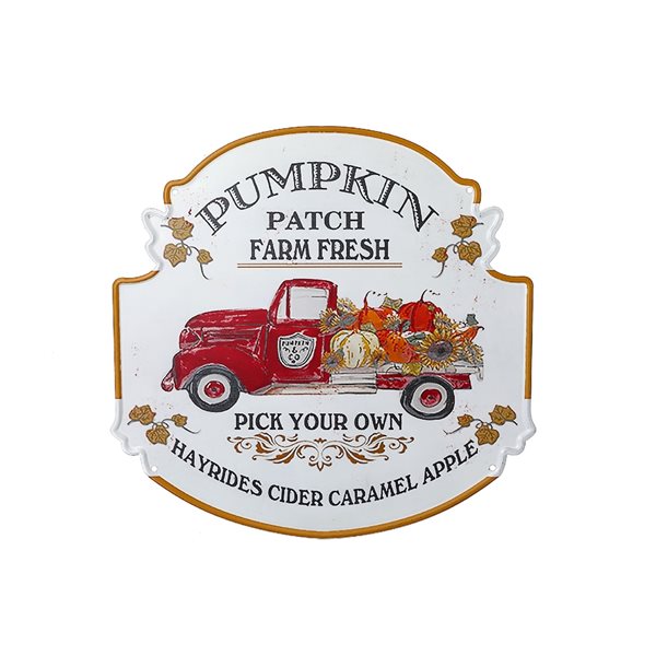 iH casadécor 16-in H Pumpkin Patch Metal Wall Sign
