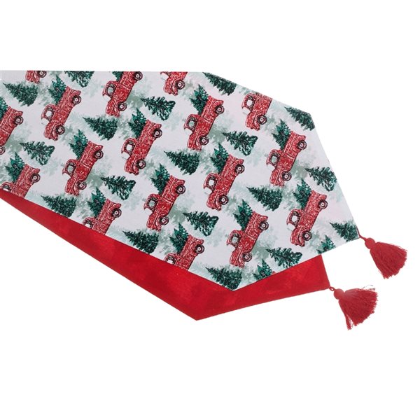 IH Casa Decor 54-in x 13-in Red Truck with Tree Cotton Table Runner
