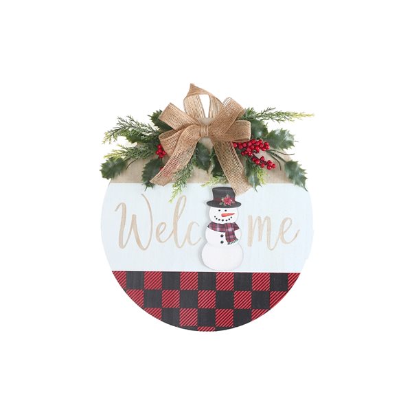 iH casadécor "Welcome" Snowman Christmas Wall Sign