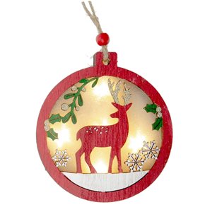 IH Casa Decor LED Red Wooden Ornaments - Set of 12