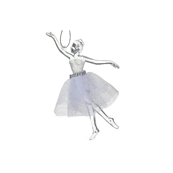 Ornements en forme de ballerine iH casadécor en plastique blanc avec tutu organza, ensemble de 12