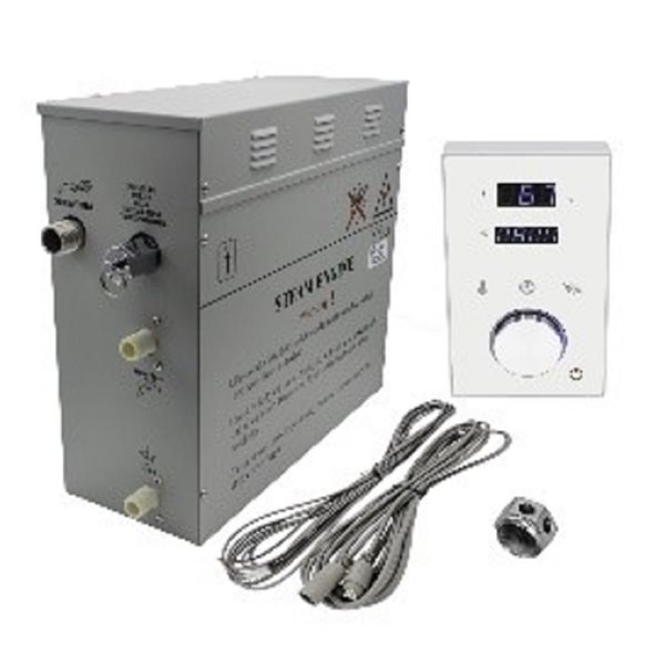 Avora Bath 9 kW Self-Draining Steam Generator with Digital Control in White